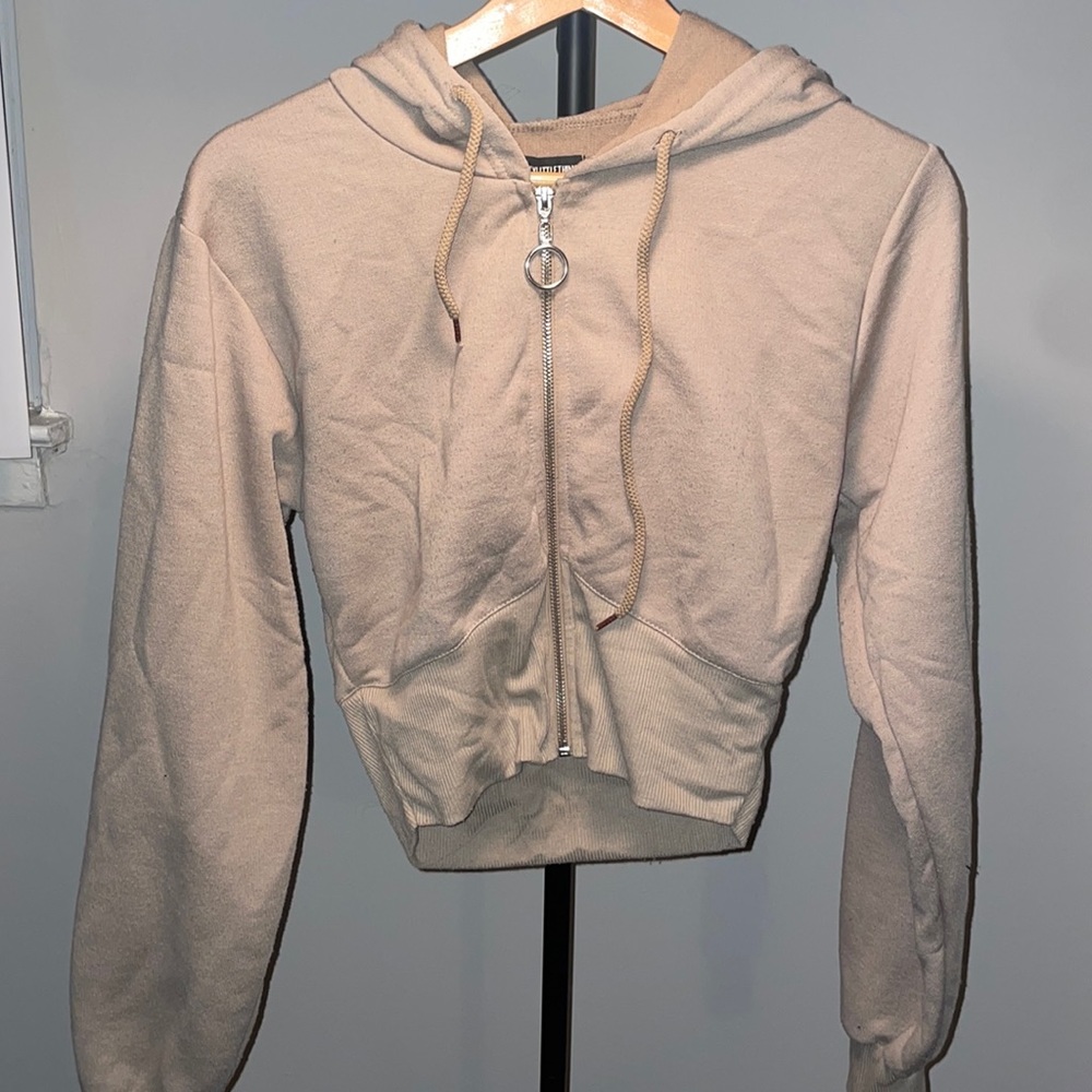 Nude Crop Sweatshirt with zipper